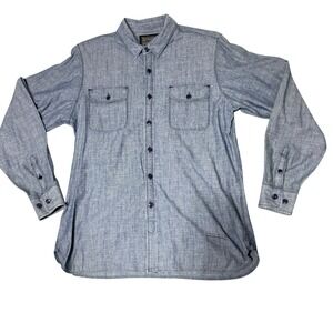 OBEY Propaganda Men's Long Sleeve Button‎ Down Shirt Cotton Chambray Blue